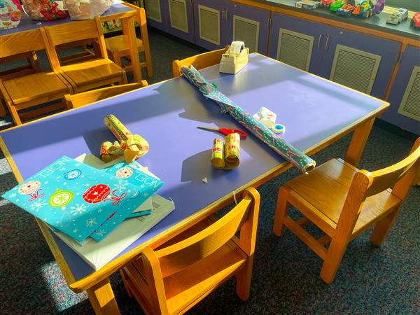 The MCB Complex and its volunteers also had a wrapping station available if any CPS family member wanted to use it!